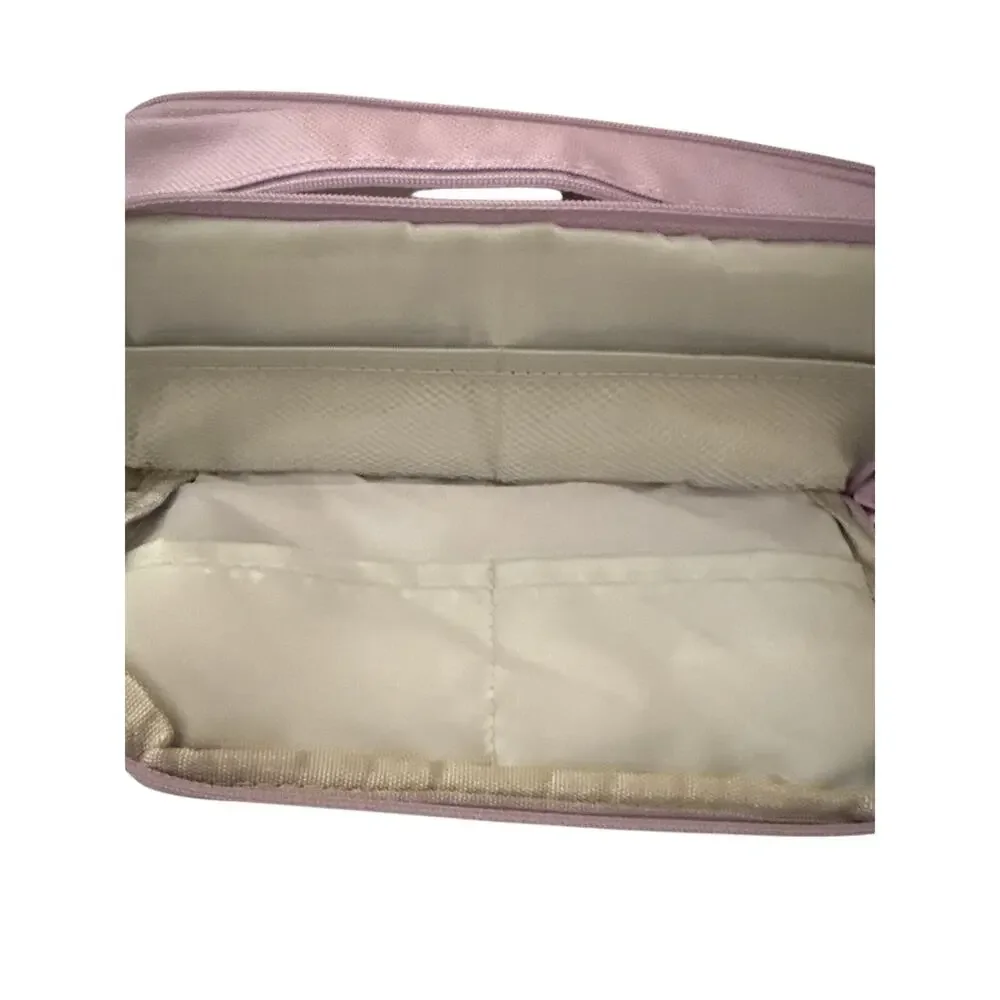 Angoo Purple Cloth Pencil Case With Three Zippered Compartments